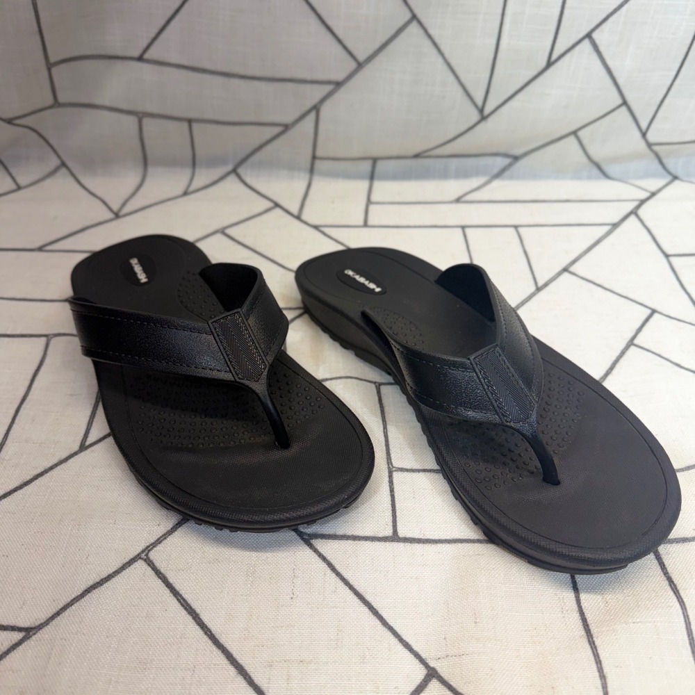 Okabashi Flip Flops LL 9.5-10.5 Black Mariner Thong Sandals Made in USA